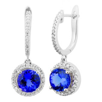 14k White Gold .44ctw Diamond 2.80ct Tanzanite Earrings