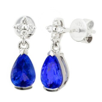 14k White Gold .10ctw Diamond 1.50ct Tanzanite Earrings