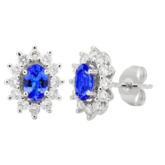 14k White Gold .72ctw Diamond 1.10ct Tanzanite Earrings