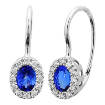 14k White Gold .38ctw Diamond 1.90ct Tanzanite Earrings