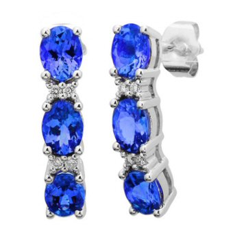 14k White Gold .06ctw Diamond 2.70ct Tanzanite Earrings