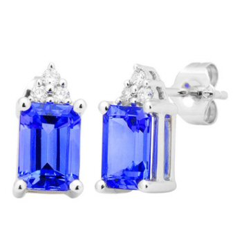 14k White Gold .08ctw Diamond 2.30ct Tanzanite Earrings