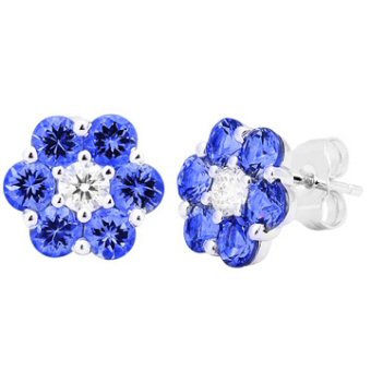 14k White Gold .32ctw Diamond 2.40ct Tanzanite Earrings