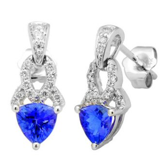 14k White Gold .16ctw Diamond .96ct Tanzanite Earrings