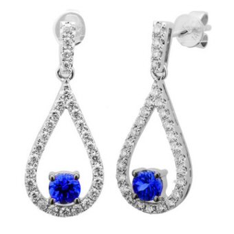 14k White Gold .62ctw Diamond .52ct Tanzanite Earrings