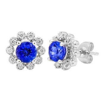 14k White Gold .20ctw Diamond 1.10ct Tanzanite Earrings