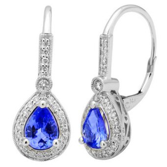 14k White Gold .27ctw Diamond 1.50ct Tanzanite Earrings