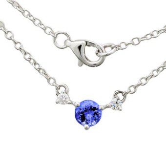 14k White Gold .08ctw Diamond .40ct Tanzanite Necklace