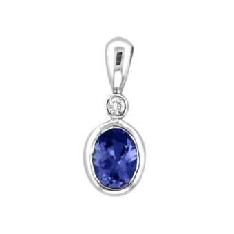 14k White Gold .02ctw Diamond .45ct Tanzanite Pendant