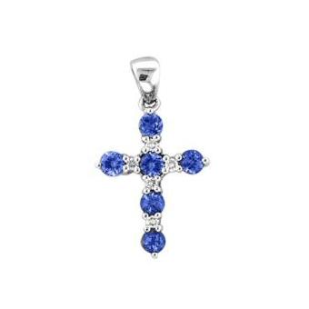 14k White Gold .05ctw Diamond .42ct Tanzanite Pendant