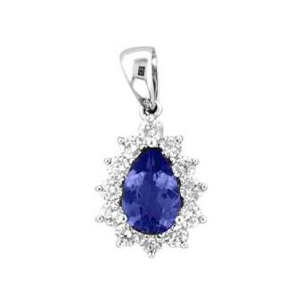 14k White Gold .23ctw Diamond .75ct Tanzanite Pendant