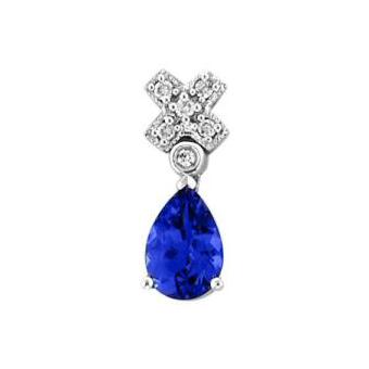 14k White Gold .04ctw Diamond .75ct Tanzanite Pendant