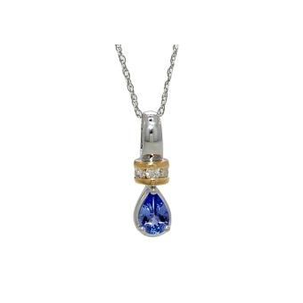 14k White Gold .09ctw Diamond .42ct Tanzanite Pendant