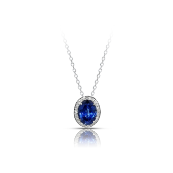 18k White Gold .35ctw Diamond 5.75ct Tanzanite Pendant