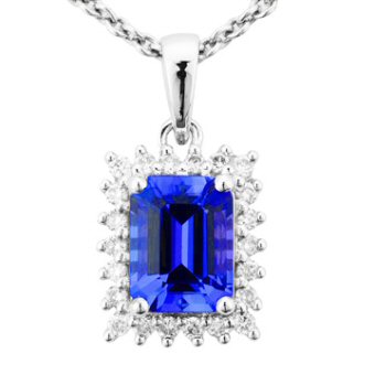 14k White Gold .22ctw Diamond 1.50ct Tanzanite Pendant