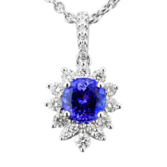 14k White Gold .37ctw Diamond .90ct Tanzanite Pendant