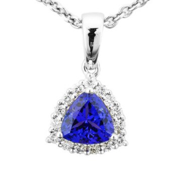 14k White Gold .18ctw Diamond .75ct Tanzanite Pendant