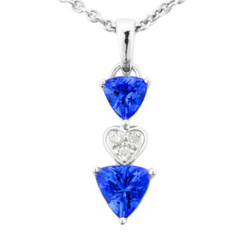 14k White Gold .03ctw Diamond 1.24ct Tanzanite Pendant