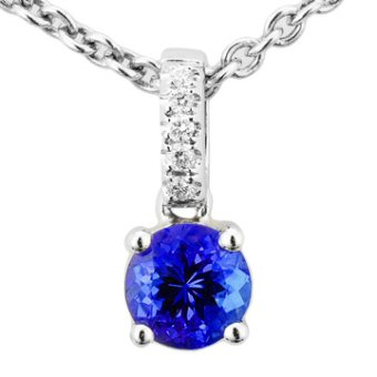 14k White Gold .03ctw Diamond .55ct Tanzanite Pendant