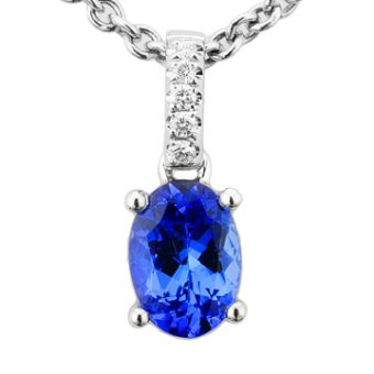 14k White Gold .03ctw Diamond .95ct Tanzanite Pendant