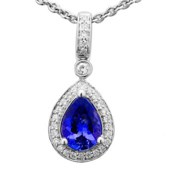 14k White Gold .13ctw Diamond 1ct Tanzanite Pendant