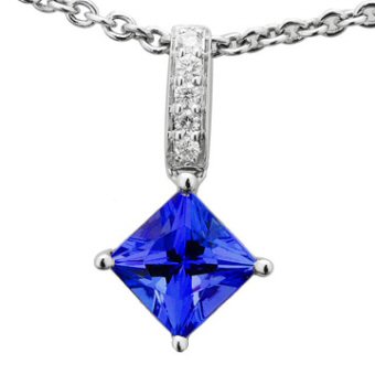 14k White Gold .05ctw Diamond .95ct Tanzanite Pendant