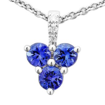 14k White Gold .04ctw Diamond .78ct Tanzanite Pendant