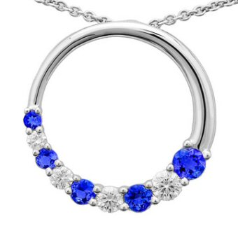 14k White Gold .65ctw Diamond 1.12ct Tanzanite Pendant