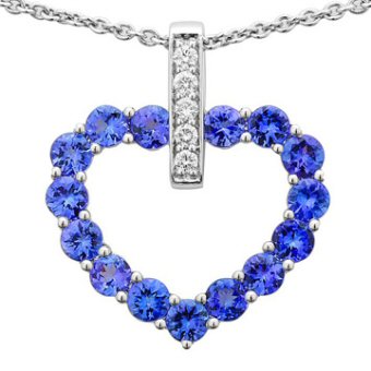 14k White Gold .15ctw Diamond 3ct Tanzanite Pendant