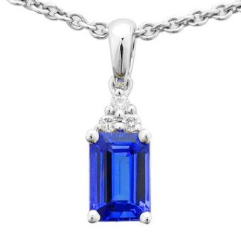 14k White Gold .04ctw Diamond 1.15ct Tanzanite Pendant