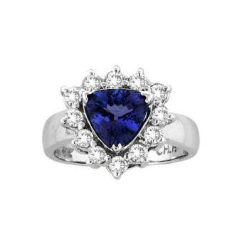 14k White Gold .42ctw Diamond 1.85ct Tanzanite Ring