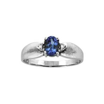 14k White Gold .02ctw Diamond .55ct Tanzanite Ring