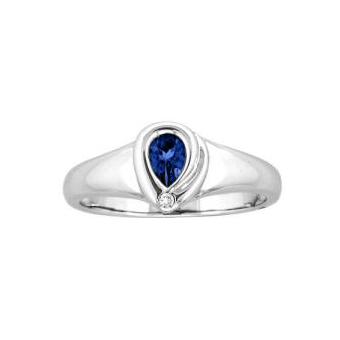 14k White Gold .01ctw Diamond .42ct Tanzanite Ring