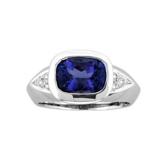 14k White Gold .06ctw Diamond 3.25ct Tanzanite Ring