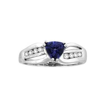 14k White Gold .15ctw Diamond .90ct Tanzanite Ring