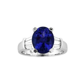 18k White Gold .36ctw Diamond 3.65ct Tanzanite Ring