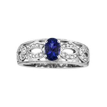 14k White Gold .16ctw Diamond .80ct Tanzanite Ring