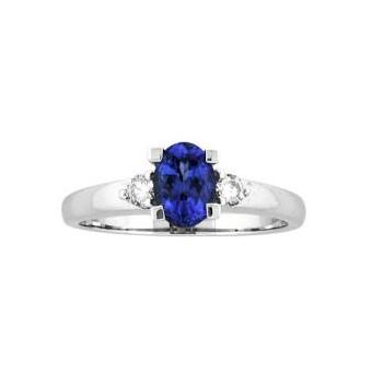 14k White Gold .15ctw Diamond .95ct Tanzanite Ring