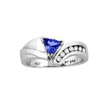 14k White Gold .13ctw Diamond .48ct Tanzanite Ring