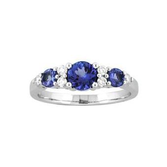 14k White Gold .18ctw Diamond 1.15ct Tanzanite Ring