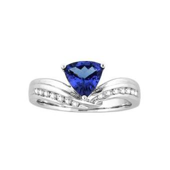 14k White Gold .24ctw Diamond 1.30ct Tanzanite Ring