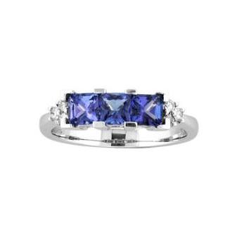 14k White Gold .16ctw Diamond 1.05ct Tanzanite Ring