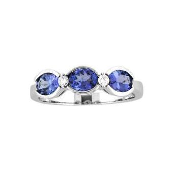 14k White Gold .07ctw Diamond 1.35ct Tanzanite Ring