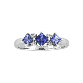 14k White Gold .05ctw Diamond .60ct Tanzanite Ring