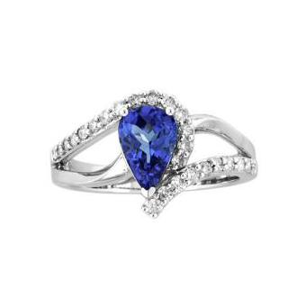 14k White Gold .31ctw Diamond 1.35ct Tanzanite Ring