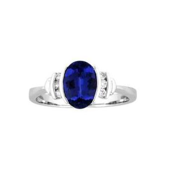 14k White Gold .07ctw Diamond 1.30ct Tanzanite Ring