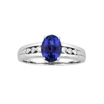 14k White Gold .12ctw Diamond 1.30ct Tanzanite Ring