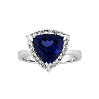 14k White Gold .24ctw Diamond 2.50ct Tanzanite Ring