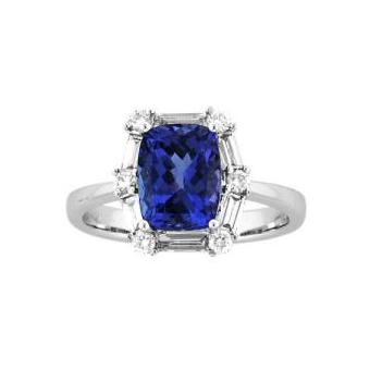 14k White Gold .50ctw Diamond 2.25ct Tanzanite Ring