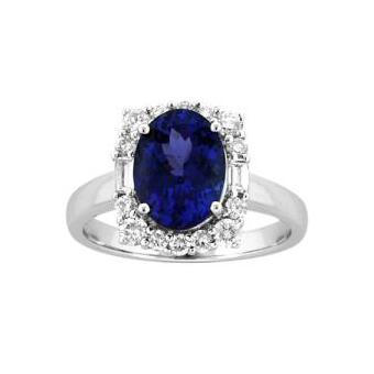 14k White Gold .6ctw Diamond 2.25ct Tanzanite Ring